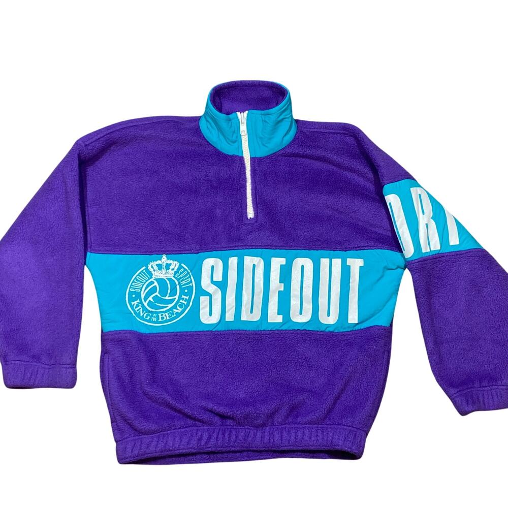 Vintage Sideout "King Of The Beach" Volleyball Pullover Fleece Sweater Medium